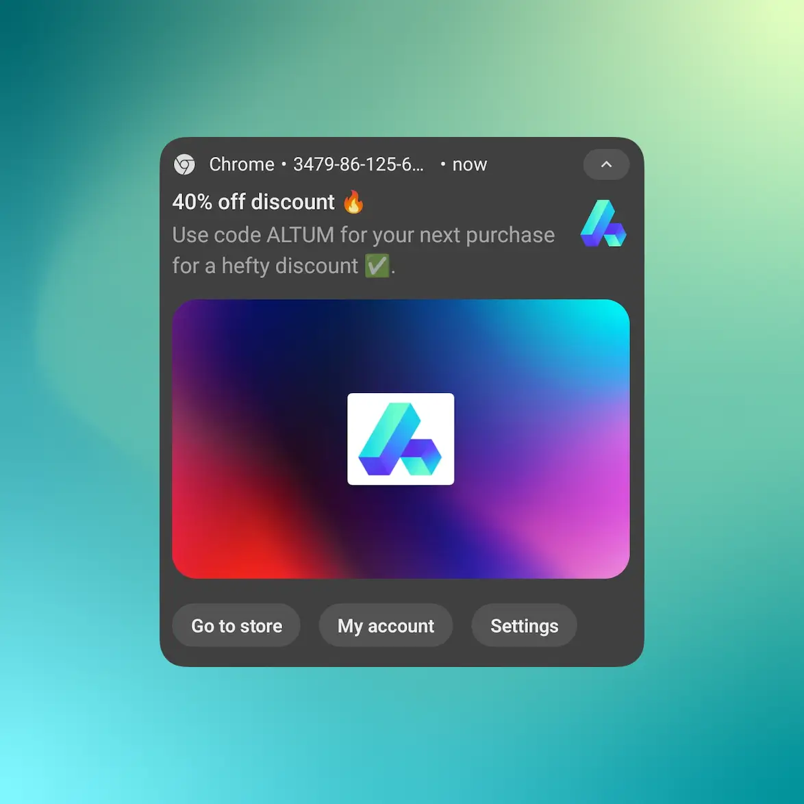 Captura de tela do aplicativo enviando notificações push na web